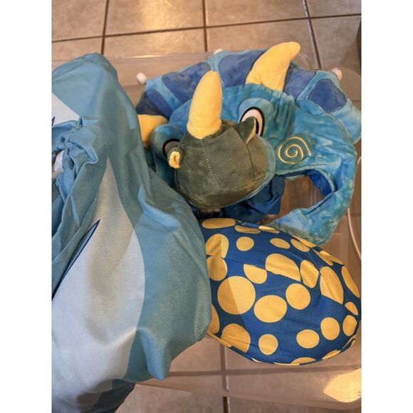 Child DINOSAUR w/ DINO EGG Halloween Costume (Sz S- 5-7 years) TRICERATOPS Blue - Picture 3 of 6